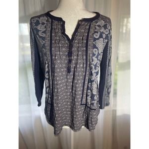 Lucky Brand Size Medium Women's Blouse Blue‎ Pullover